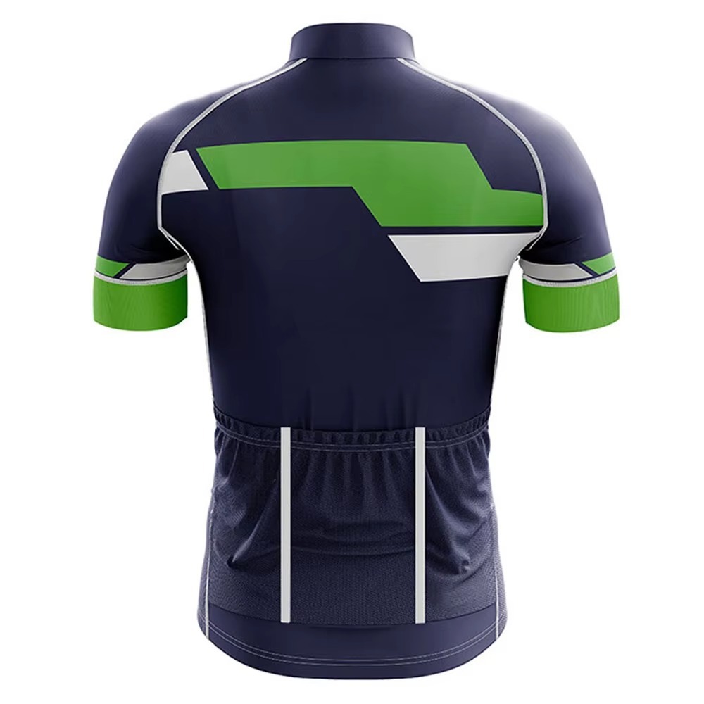 Custom Men's Cycling Jersey & Padded Shorts Set – Navy Blue & Green Performance Cycling Kit - Image 2